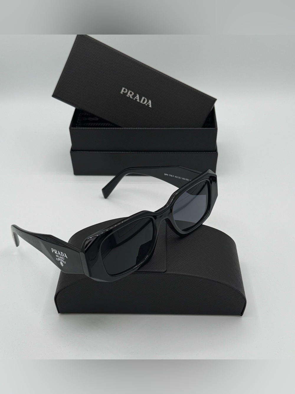 PRADA Milano Black Oversized Rectangle Sunglasses Luxury Designer Shades Unisex